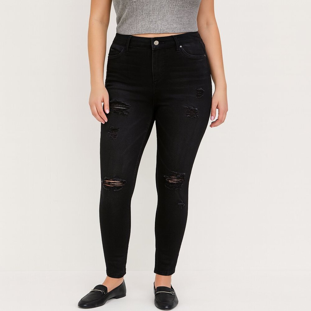 Maurices Black Distressed Skinny Jeans | Size Medium Regular M/R
